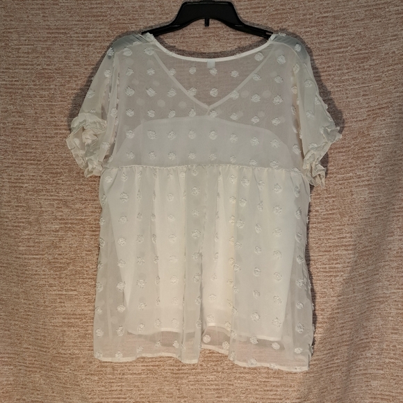 Shein Cream Sheer Polka Dot Women's Top Size Meduim - Picture 2 of 4